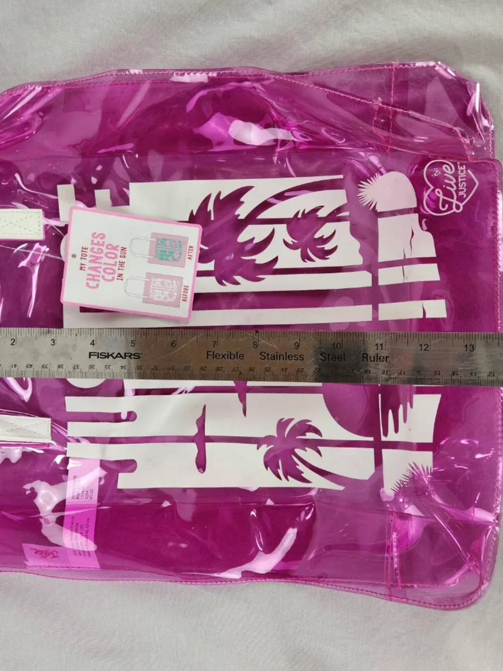 Justice Live Pink Translucent Color Changing Girls Tote Bag Beach Vacation